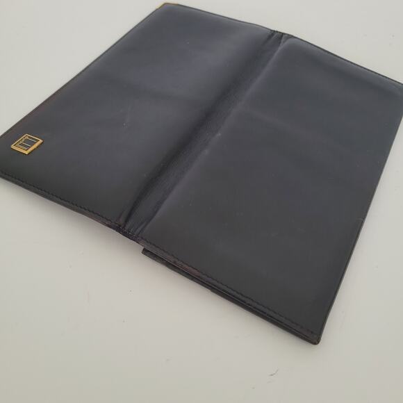 Dunhill Designer Checkbook Card Slim Bill Holder Wallet Black Bifold Leather - Picture 8 of 11